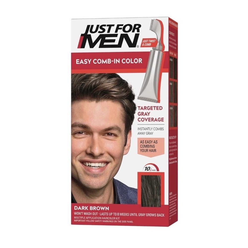 Just For Men Easy Comb-in Gray Hair Color with Applicator, Dark Brown